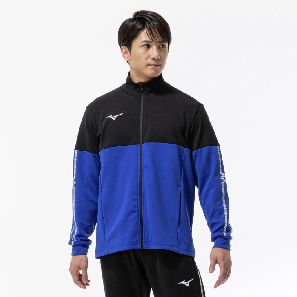 Training Wear MCL Surf Blue x Size L [Mizuno] Warm-up Jacket, Sweat-wicking, Quick-drying, Stretch, 32MCD110, Unisex, Black,