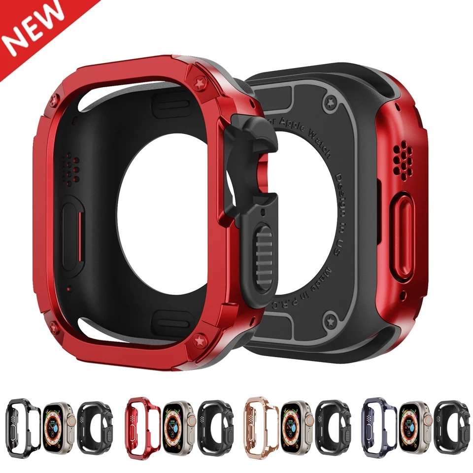 Чехол 2 в 1 для Apple Watch Series 8/7/SE/6/5/4 Ultra, 41 мм, 45 мм, 40 мм, 44 мм, 49 мм, противоударный защитный бампер из ТПУ + ПК для iwatch