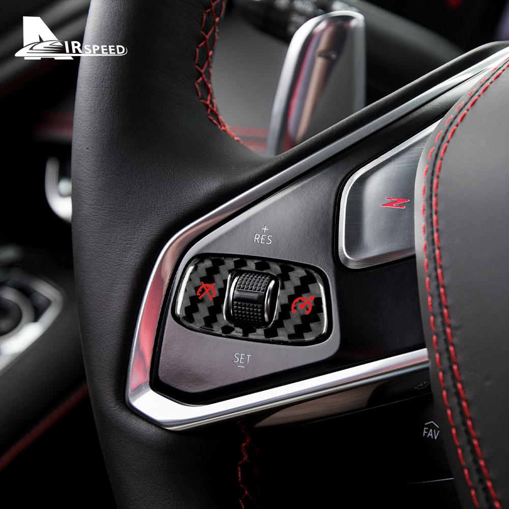 Real Hard Carbon Fiber Steering Wheel Button CoverFor Chevrolet Corvette C8 2020 2021 2022 2023 Interior Accessories Sticker