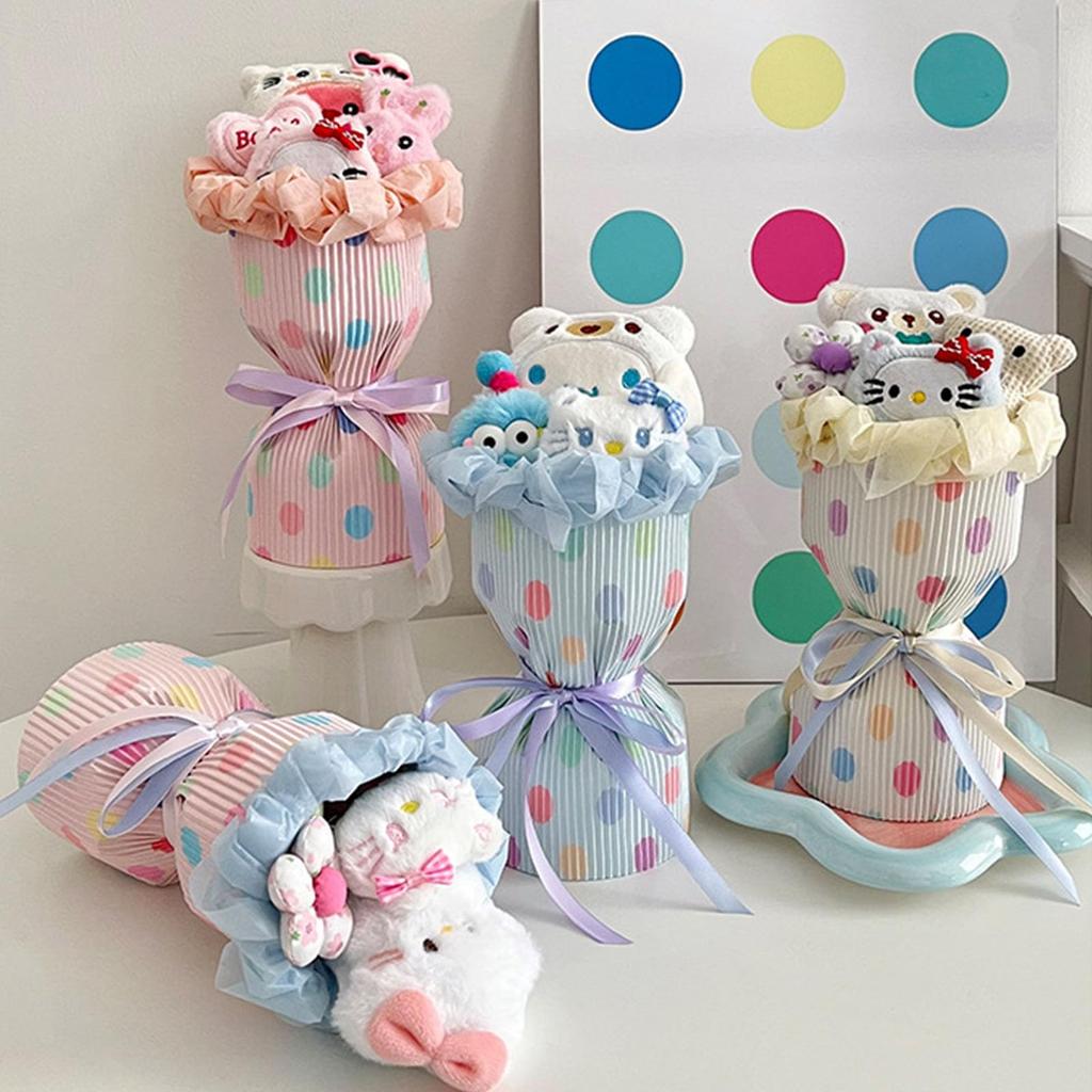 Bouquet of Stuffed Animal Bouquet Cute Stuffed Popular Birthday Entrance Graduation Creative Message Card Pink A Flowers, Bouquet, Approx. 26cm, Gift,