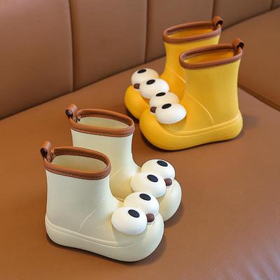 Новые Популярные Милые Резиновые Сапоги с Большими Глазами для Детей - Водонепроницаемые, Цельнолитая Конструкция для Всех Сезонов