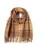 Beams Heart Женский ШАРФ MUSTARD2 Свободный Клетчатый Двусторонний