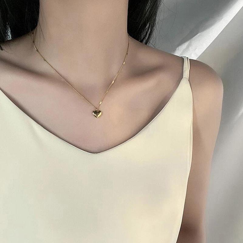 Gold Plated Love Heart Necklace For Women Man Pendant Hanging Chain Choker Necklace Valentine'S Day Gift Jewelry