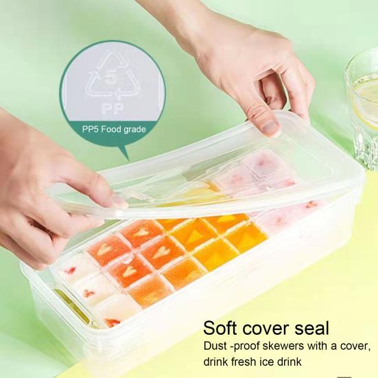 Лоток для кубиков льда с крышками. Контейнер для лопаток. 32 полости. Поворотный выпуск. Штабелируемая форма для кубиков льда. Создатель кубиков льда для коктейлей, газированных напитков, кофе. Кухонные гаджеты.