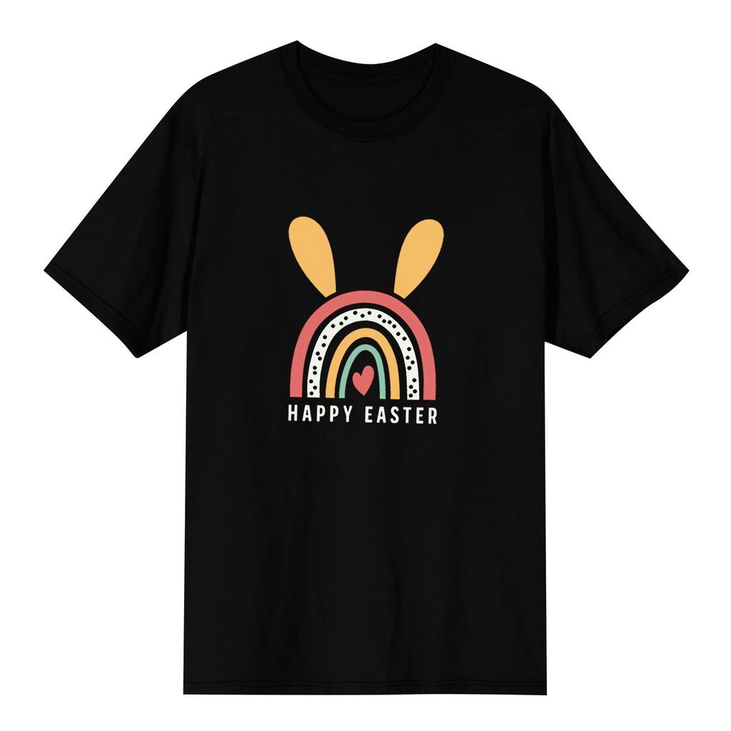 Женская повседневная футболка с коротким рукавом и круглым вырезом с пасхальным принтом