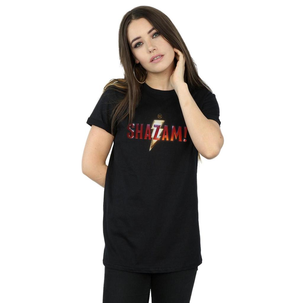 DC Comics Womens/Ladies Shazam Movie Logo Cotton Boyfriend T-Shirt