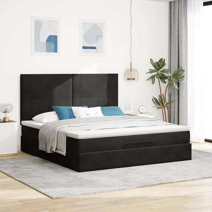 Maison Exclusive - Cadre de lit ottoman avec matelas noir 160x200 cm velours