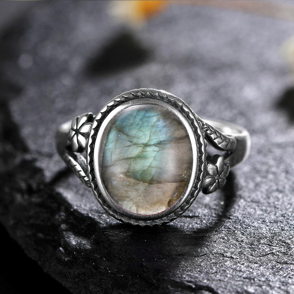 Серебряное кольцо S925 Femme JewelrНатуральный лунный камень Тигровый глаз Персонализированные кольца для женщин Bijoux Свадебные украшения Подарок