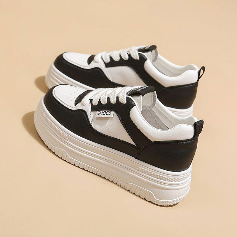 Кожаные белые туфли на скрытой платформе, женская обувь 2025 весна-лето новая, обувь на толстой подошве 7 см в стиле casual
