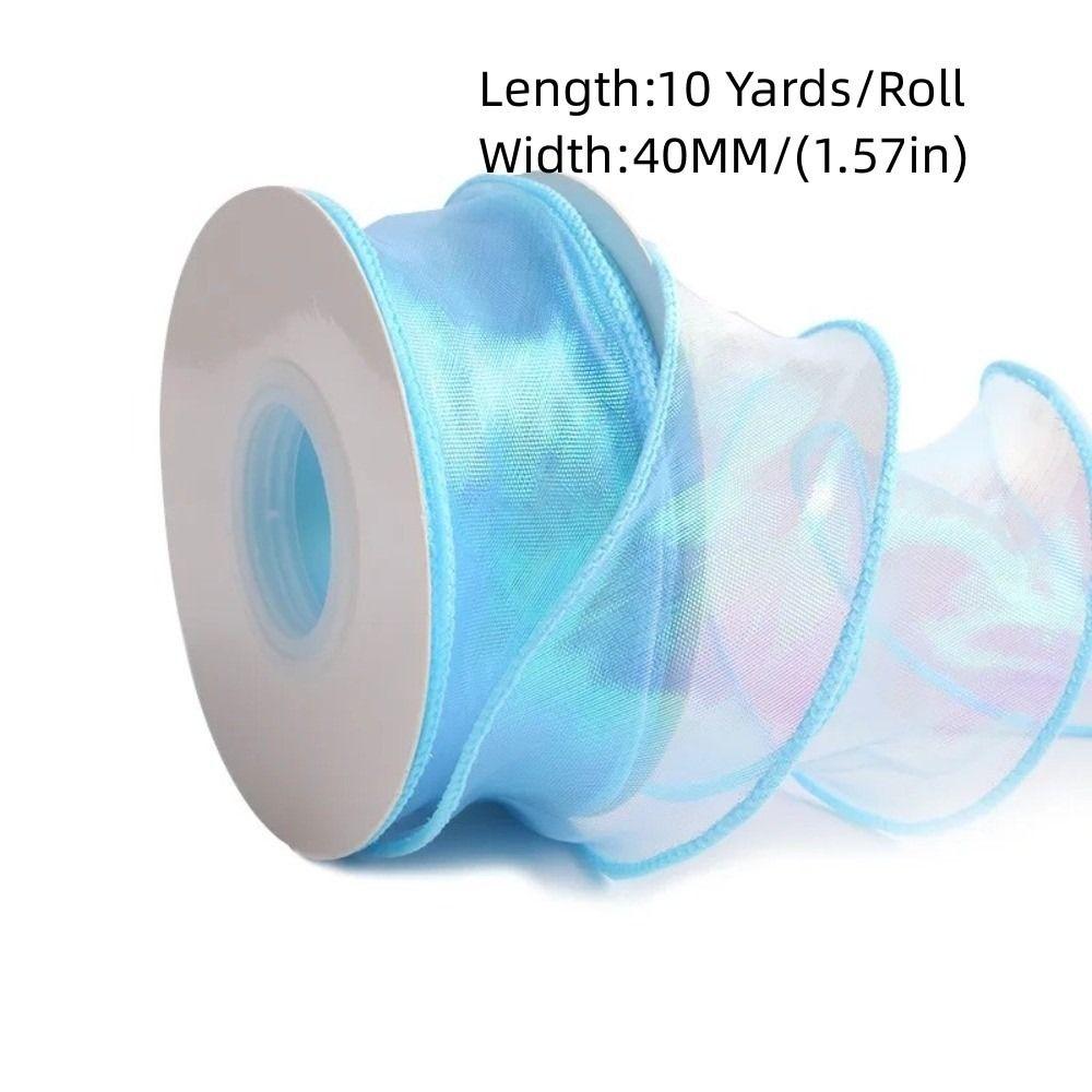 40MM Reflective Iridescent Wavy Edge Ribbon Gradient/Pleats/Magic/Gold Edge DIY Decor