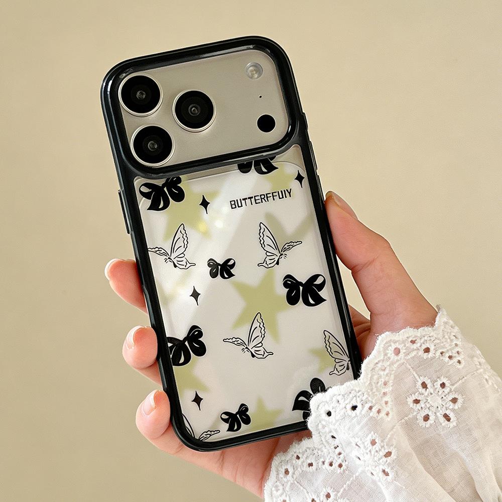Чехол для мобильного телефона Green star butterfly подходит для iPhone17Pro, противоударный прозрачный защитный чехол Apple 16/15, новые модели 14.