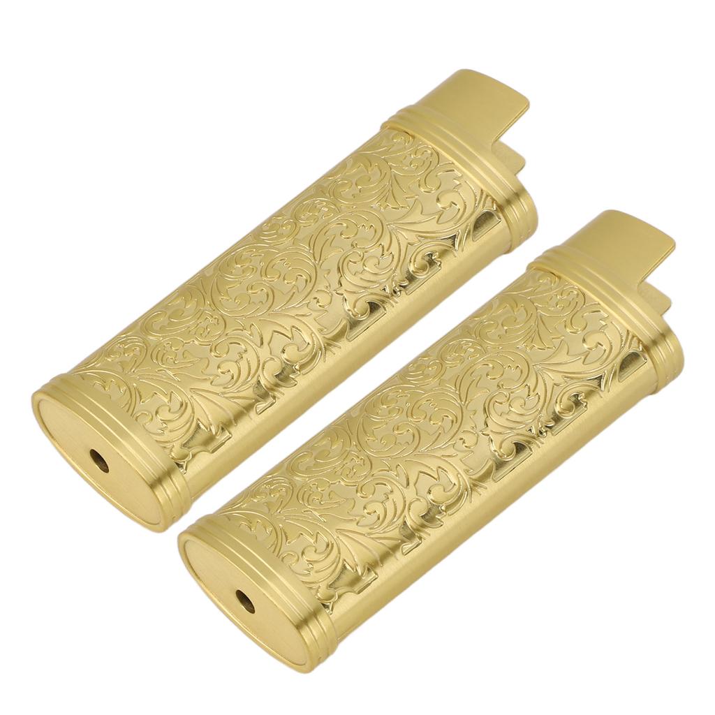 2PCS Lighter Case Cover Vintage Style Floral Stamped Zinc Alloy Shell for Lighter Protection