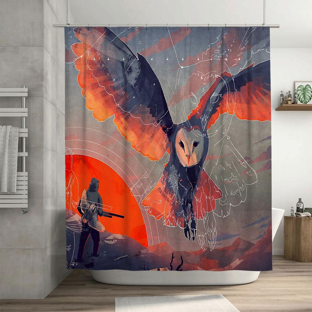 Owls Shower Curtain Nature Forest Birds Wildlife Tapestry Home Decor Bathroom Set Vintage Artistic Wall Hanging Room Divider