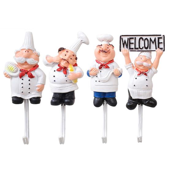 Мультяшный шеф-повар, дверная настенная металлическая вешалка, кухонная губка, щетка, крючок для посуды, органайзер