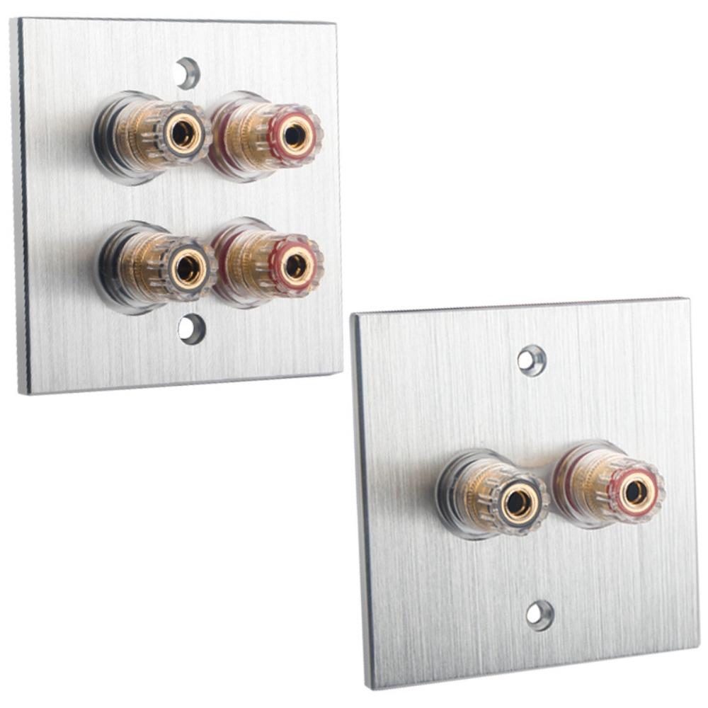 86 Type Aluminum Alloy Banana Wall Plate Gold Plated Speaker Binding Post Connector for HiFi Home Theater Audio System Speaker Wiring Connection