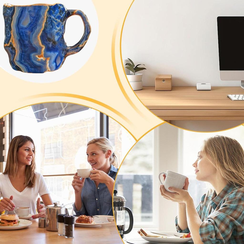 Кружки для кофе из минерального хрусталя, элегантная кружка из минерального хрусталя, изысканная чашка для чая из смолы, многофункциональная кружка из минерального хрусталя для домашнего офиса 8 см