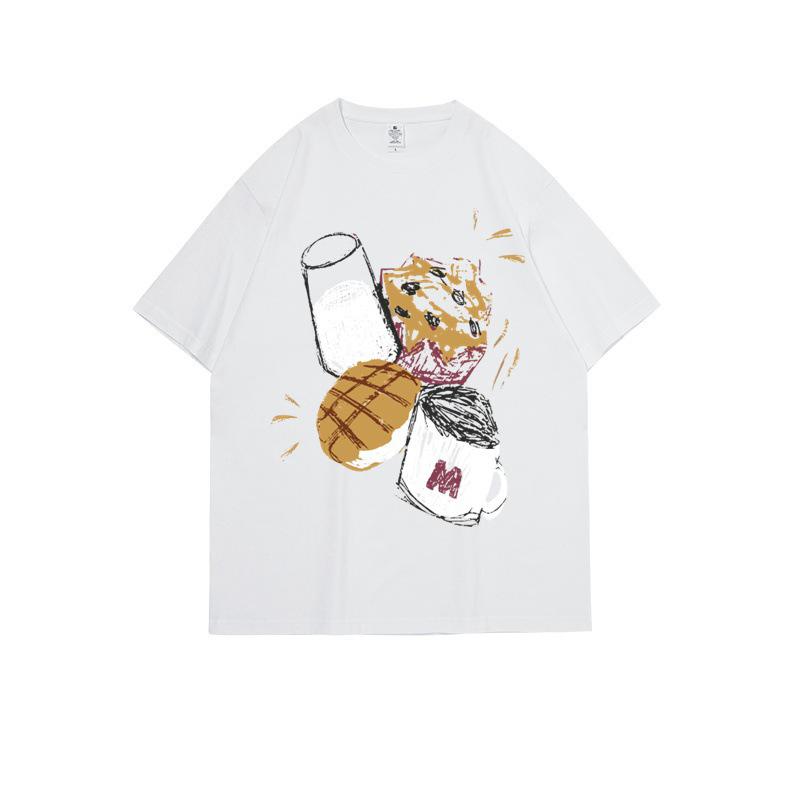 100% Чистый Хлопок Серый Женская Европейская Летняя Футболка с Коротким Рукавом - Трендовый Американский Нишевый Дизайн