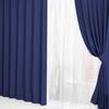 Curtain 100cm Wide X 178cm Lace Curtains Machine Moderate Transparency Adjustable Hooks and Tassels Navy Ready-to-use 4-piece Set, Long,