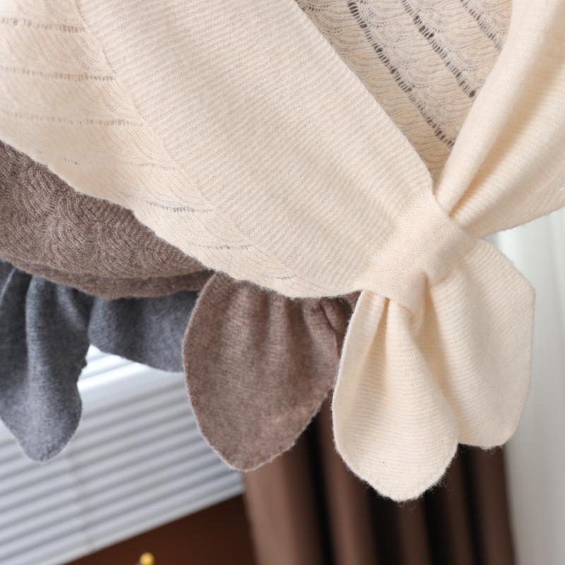 100%Wool Knitted Triangle Shawls Women Hollow Out Fashion Poncho Blouse Shoulder Fake Collar Cape Soft Warm Neck Scarves Girl