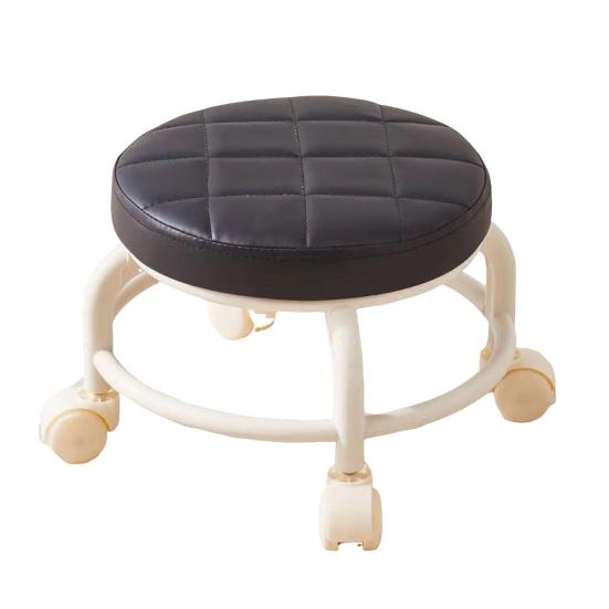 Низкий стул на колесиках с поворотными на 360 градусов колесами, подушка из искусственной кожи, сиденье на роликах