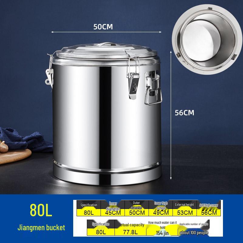 Large Capacity 304 Stainless Steel Insulated Bucket - 3-Layer Thickened Sealed for Rice, Soup, Tea, Hot Water, and Soy Milk