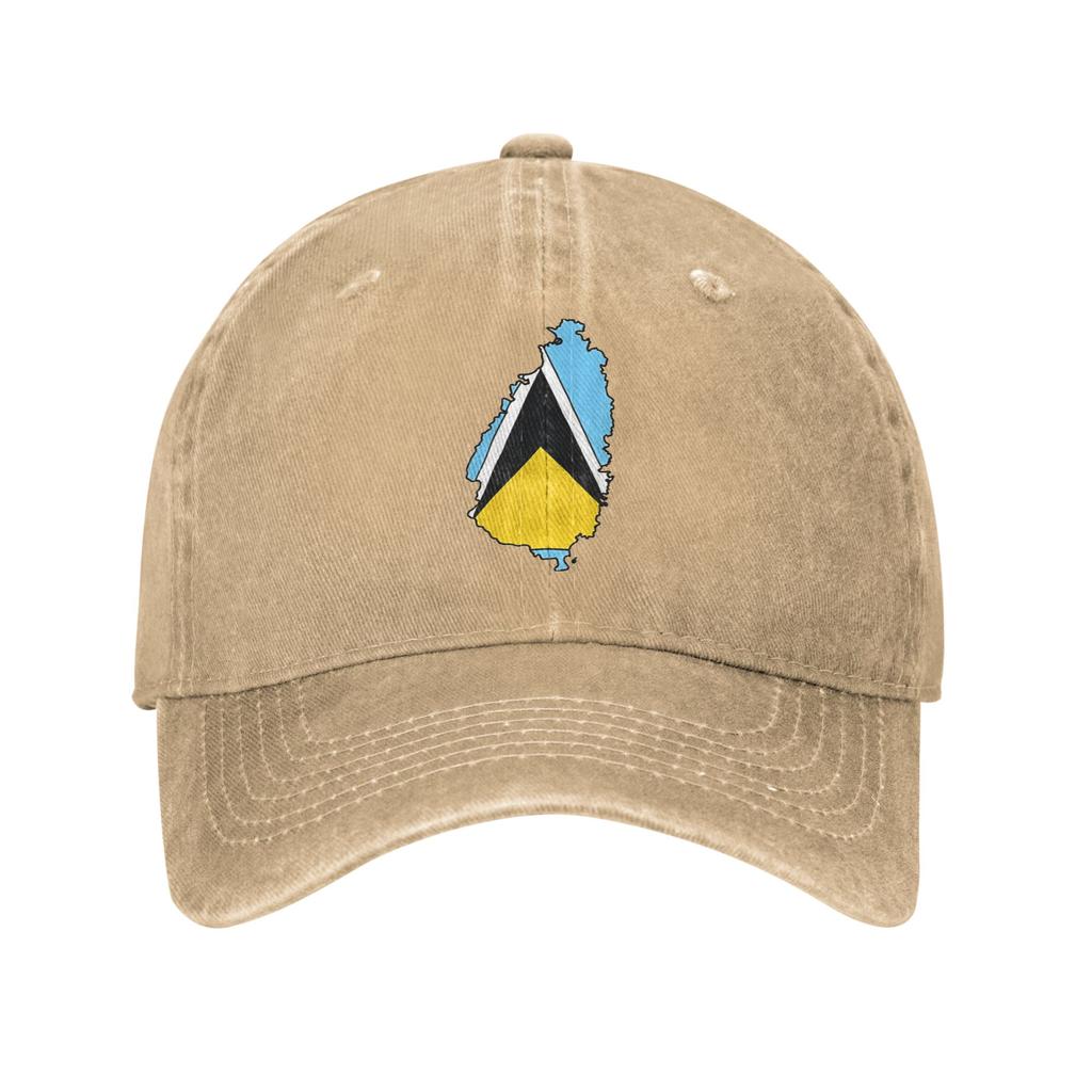 Summer Saint Lucia Flag Baseball Cap Sun  Sun-Proof Design Washed Trucker Hat Unisex Men Casual Outdoor Sports Baseball Caps