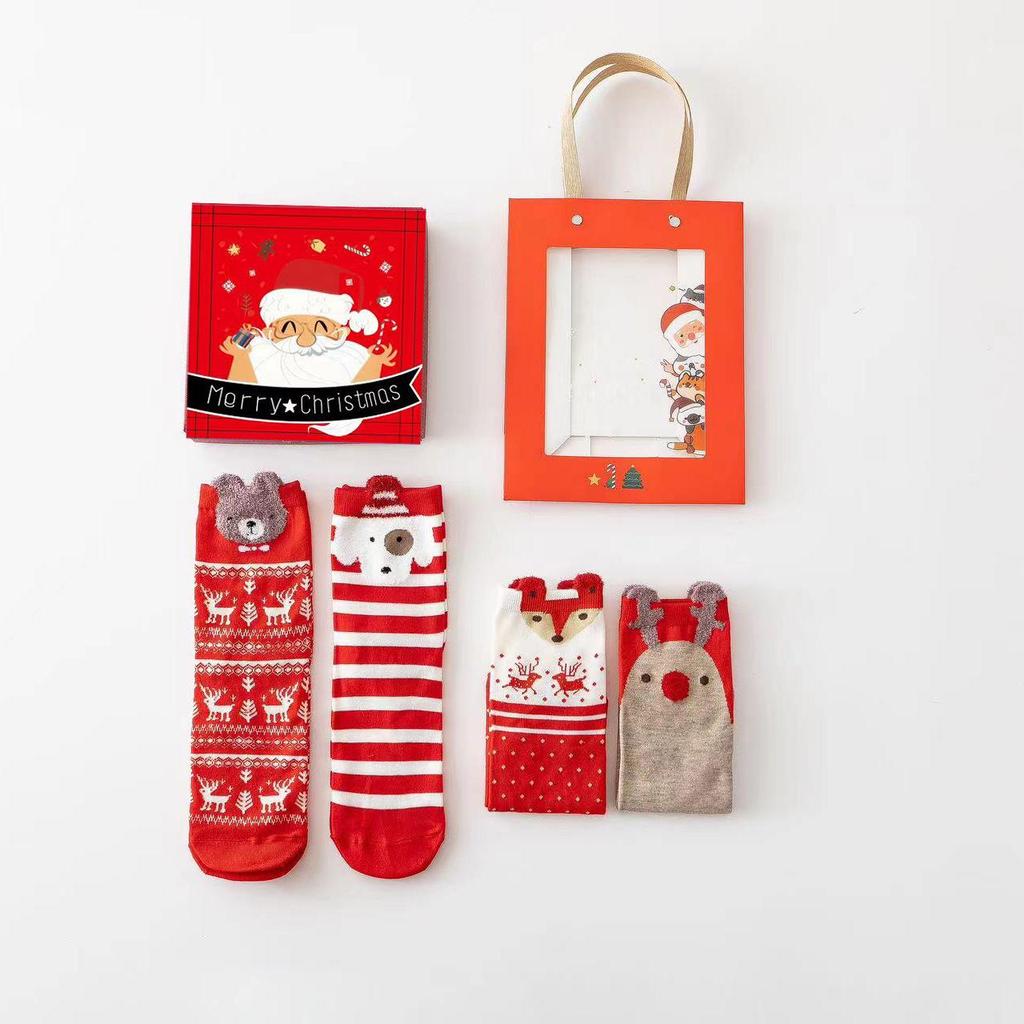 Набор рождественских носков с 3D мультяшным дизайном: Милые женские носки средней длины на осень и зиму