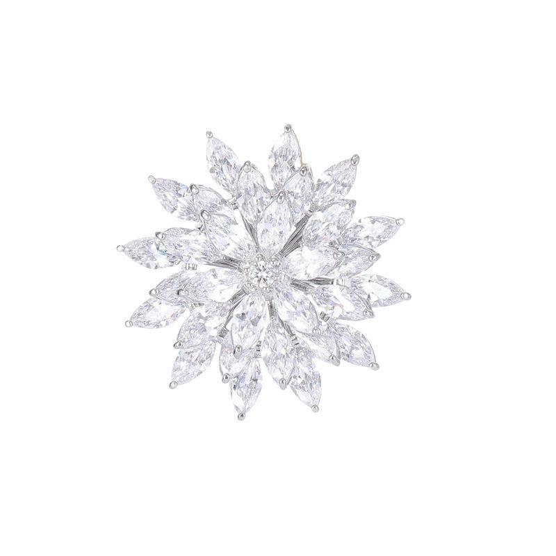 Роскошная высококачественная брошь-булавка в виде подсолнуха для блейзера, трехслойная яркая циркониевая высококачественная вращающаяся снежинка