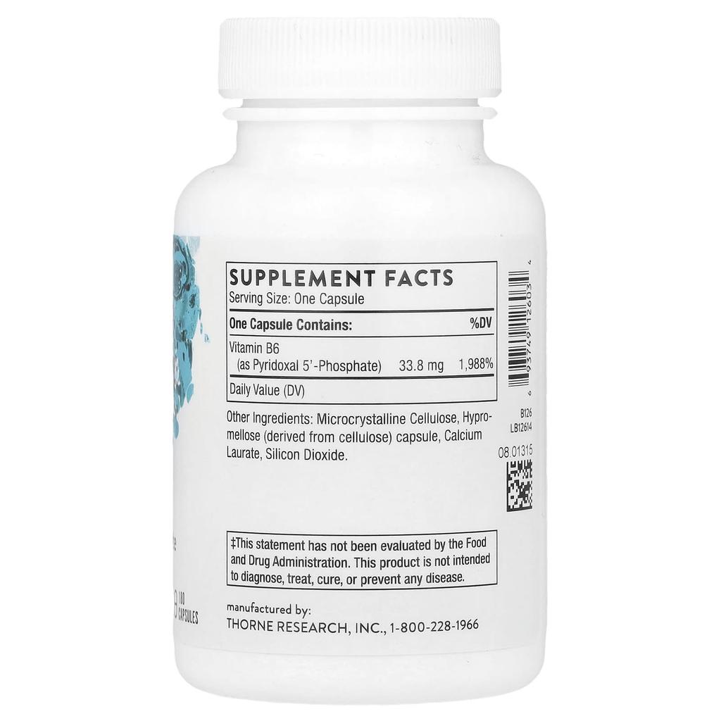 Thorne, Pyridoxal 5'-Phosphate, 180 Capsules