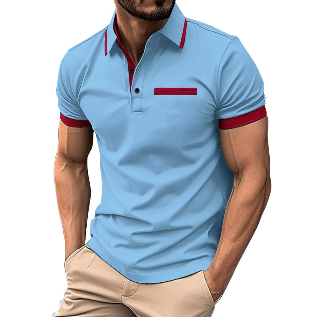 Men's Spring Solid Color Short Sleeve Lapel Shirt Men's Casual Fashion Shirt
