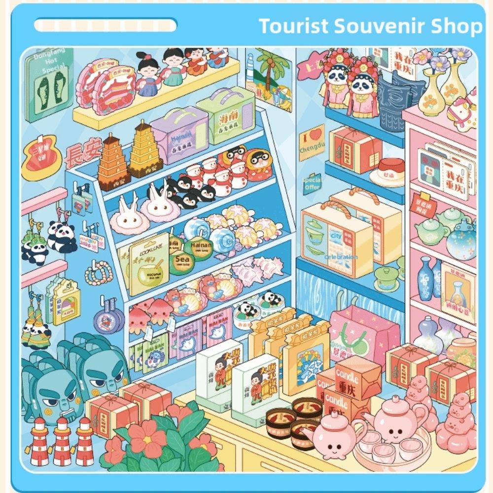 PET Die-cut 3D Mni Cabin Stickers 10 Scenes DIY Stacking Sticker Miniature Scene Sticker Kid Toy