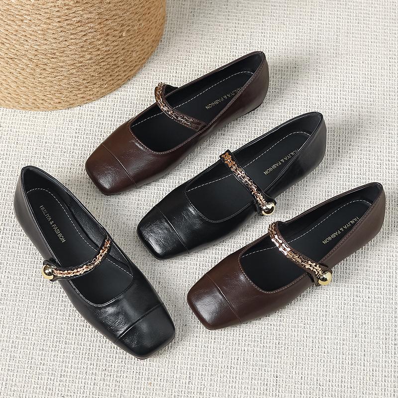 Модные французские туфли Мэри Джейн для женской весны 2024 года. Новая мода. В сочетании с юбками. Женские элегантные туфли-лодочки. Балетки. Роскошь