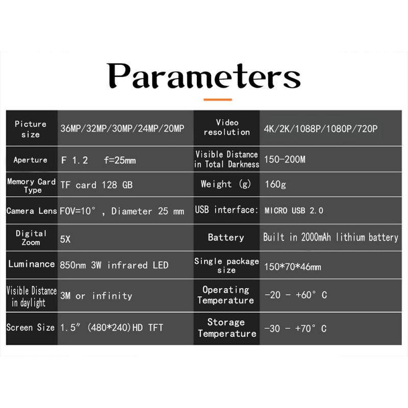 Цифровой инфракрасный прибор ночного видения 4k Hd Камуфляж Монокуляр Воспроизведение фото видео