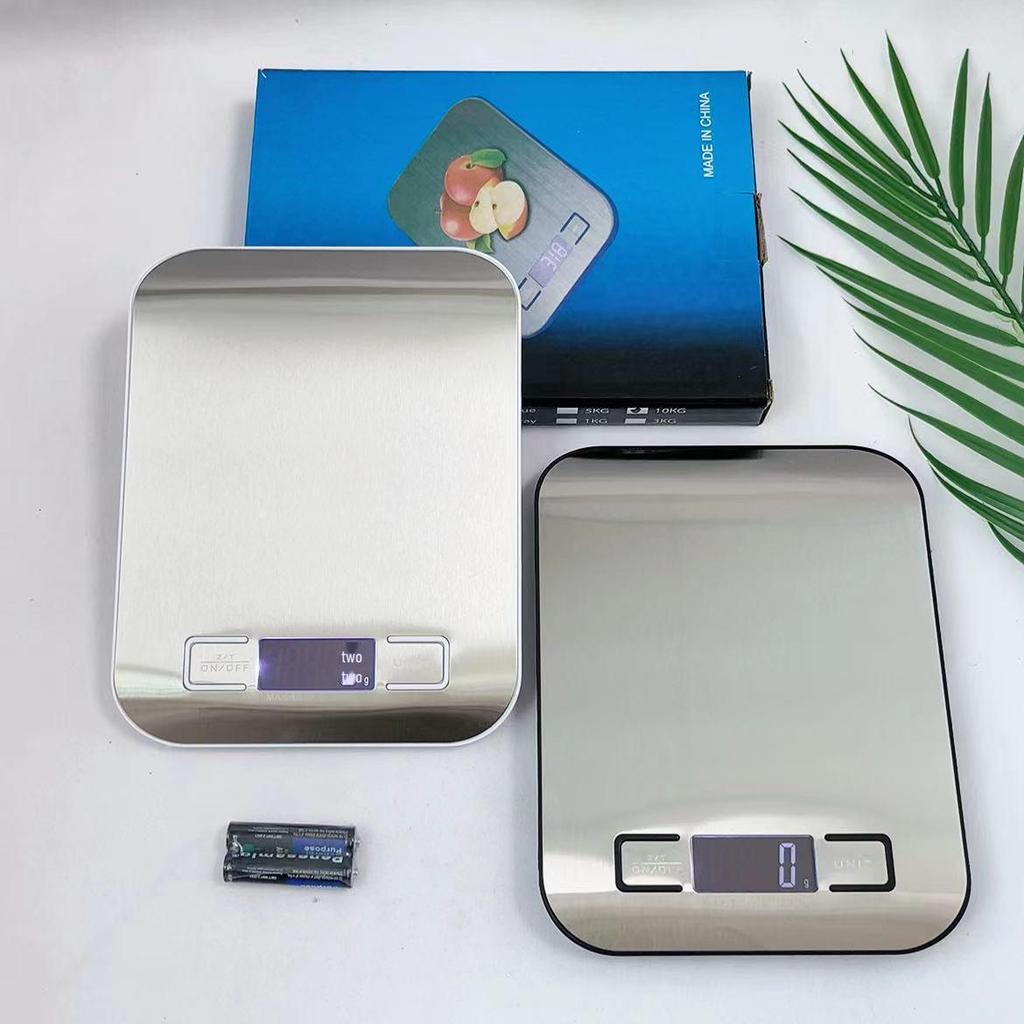 Stainless Steel Electronic Kitchen Scale, 10kg Capacity, Precise Gram Weight for Food and Baking.