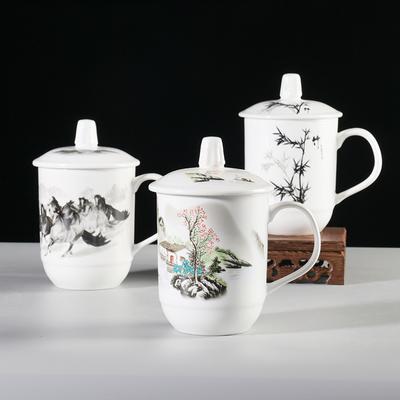 Керамическая чашка Jingdezhen для переговорной, офиса, питьевая чашка для отеля, чайная чашка для отеля с крышкой, домашний набор, питьевая чашка с надписью