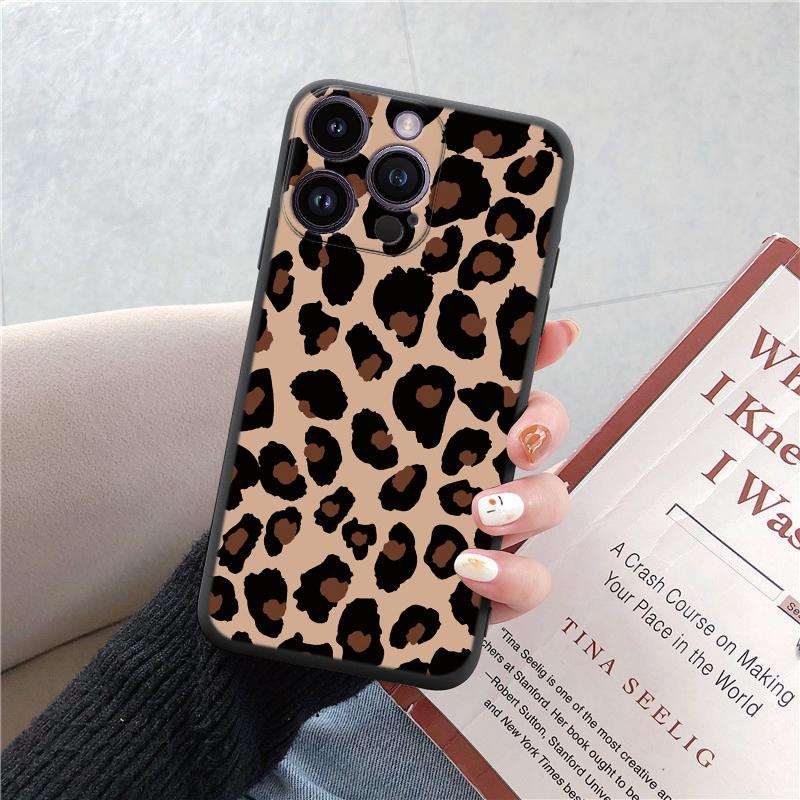 Модные мягкие чехлы для телефонов с леопардовым рисунком для iPhone 15 Pro 6 14 XS 13 Max XR 12 Mini 7 Plus X SE 8 11, противоударный бампер из ТПУ, черный чехол