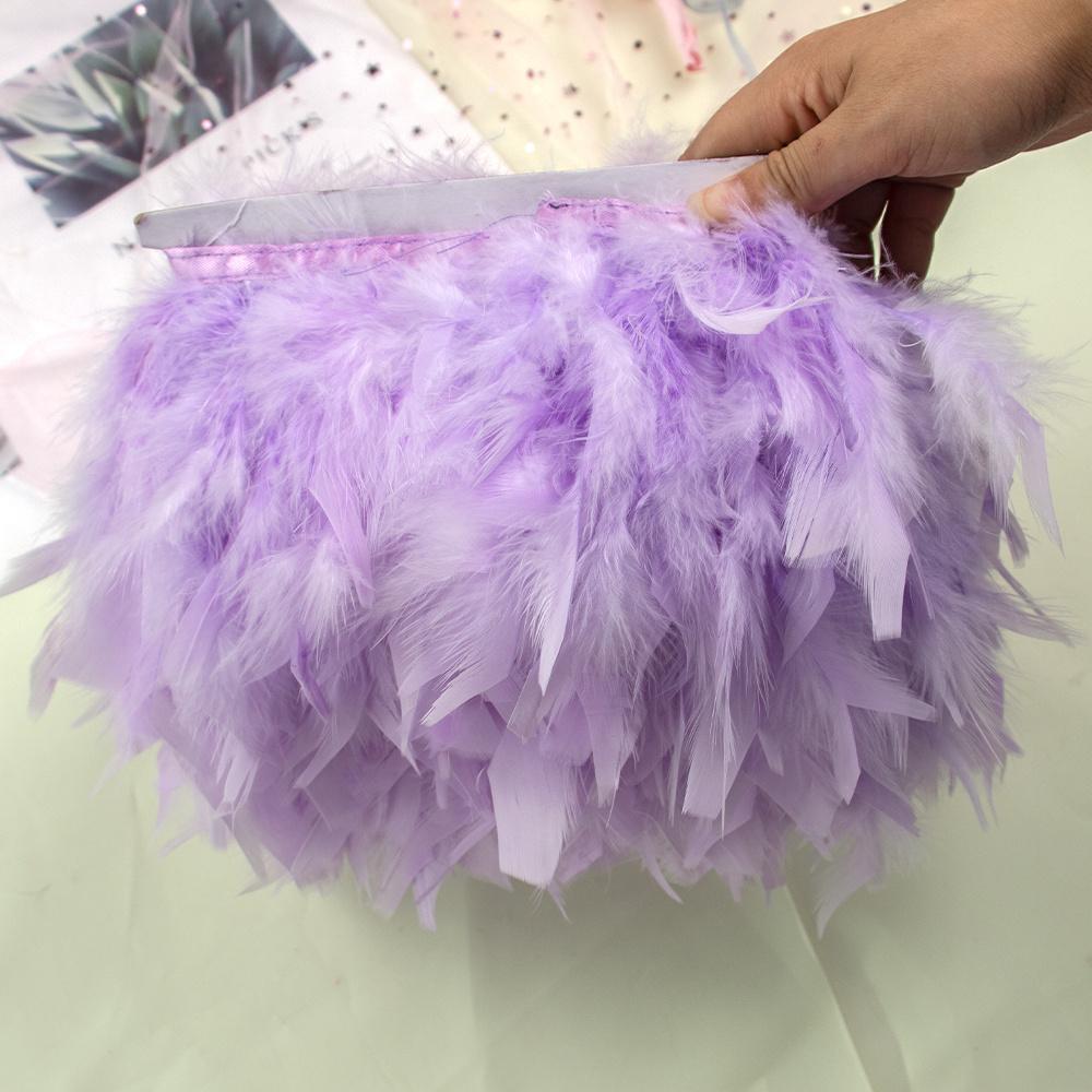 1M Multicolor Turkey Feather Trim Fringe Fluffy Stripped Plumas Ribbon 10-15cm Wedding Dress Clothes Crafts Sewing Decoration