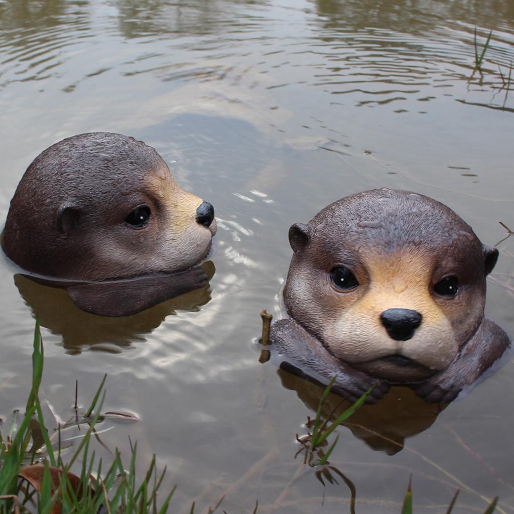 Floating Otters for Pond Yard Floating Pool Decorations Resin Otters Shape Weather Resistant Floating Statue Fish Pond