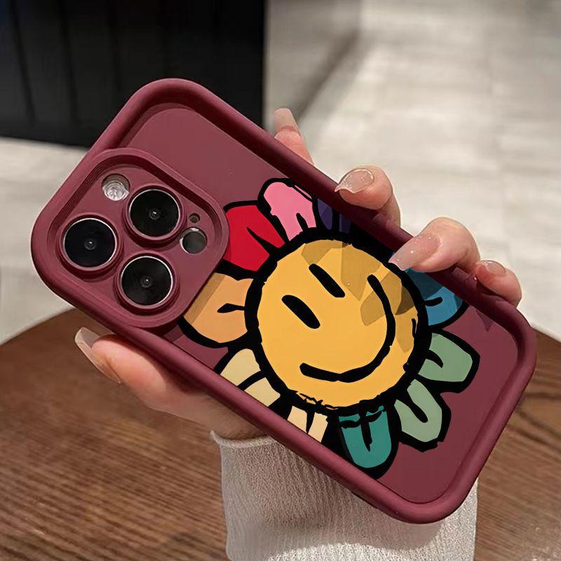 Чехол для мобильного телефона iPhone17Promax с рисунком подсолнуха и смайлика, лестница, подходит для Apple 16promax sky eye 15