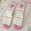 Плюшевые носки, Толстые и теплые носки до середины икры для осени и зимы, Милые мультяшные розовые, Зимние домашние пушистые носки для сна