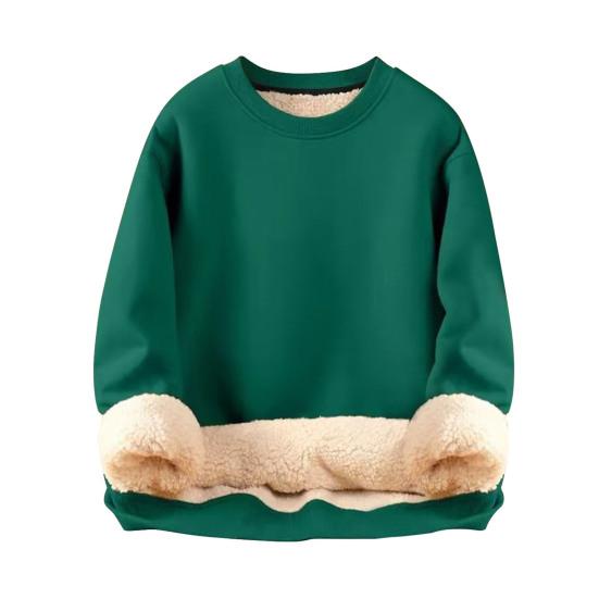 Мужская зимняя толстовка с флисовой подкладкой, термоизоляция, O-образный вырез, чистый цвет, большой размер с резинкой