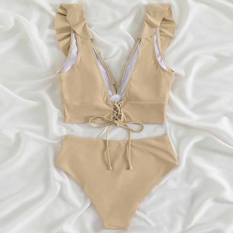 Ruffle Bikini Women High Waist Swimsuit Push Up Set Summer Beach Wear