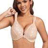 Ultra-thin Cotton-free Plus Size Front Buckle Lace Sexy Gathered Underwire Adjustable Women's Underwear