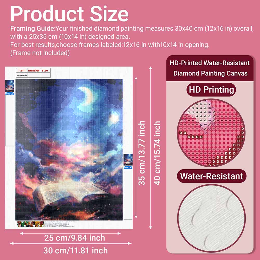 Diamond painting moon and starry night sky DIY kit for home room decoration
