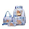 Capybara Cartoon Kids School Backpack Set With Pencil Case Lunch Bag - Large Capacity Breathable Waterproof Oxford Fabric
