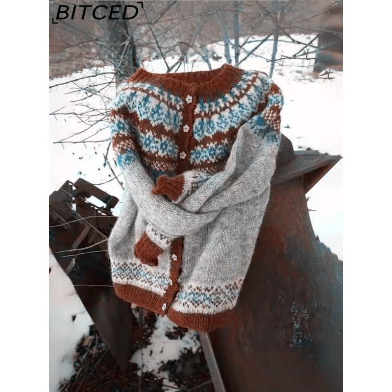BITCED Женский кардиган - Оверсайз вязаный топ в стиле колор-блок