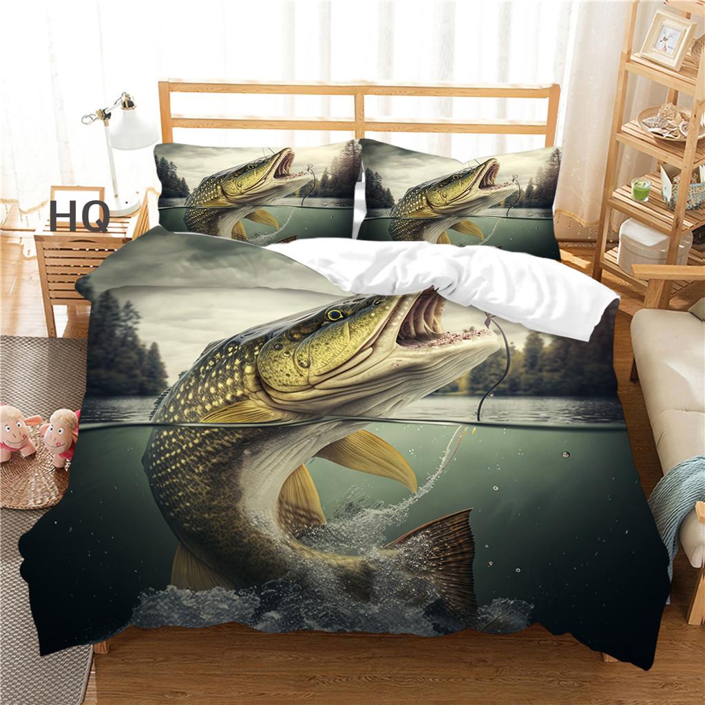 3D High-definition Digital Printed Fish Pattern Bedding Set Auspicious Koi Down Duvet and Pillowcase 2/3 Pieces AU/US/DE Full Size Home Decoration
