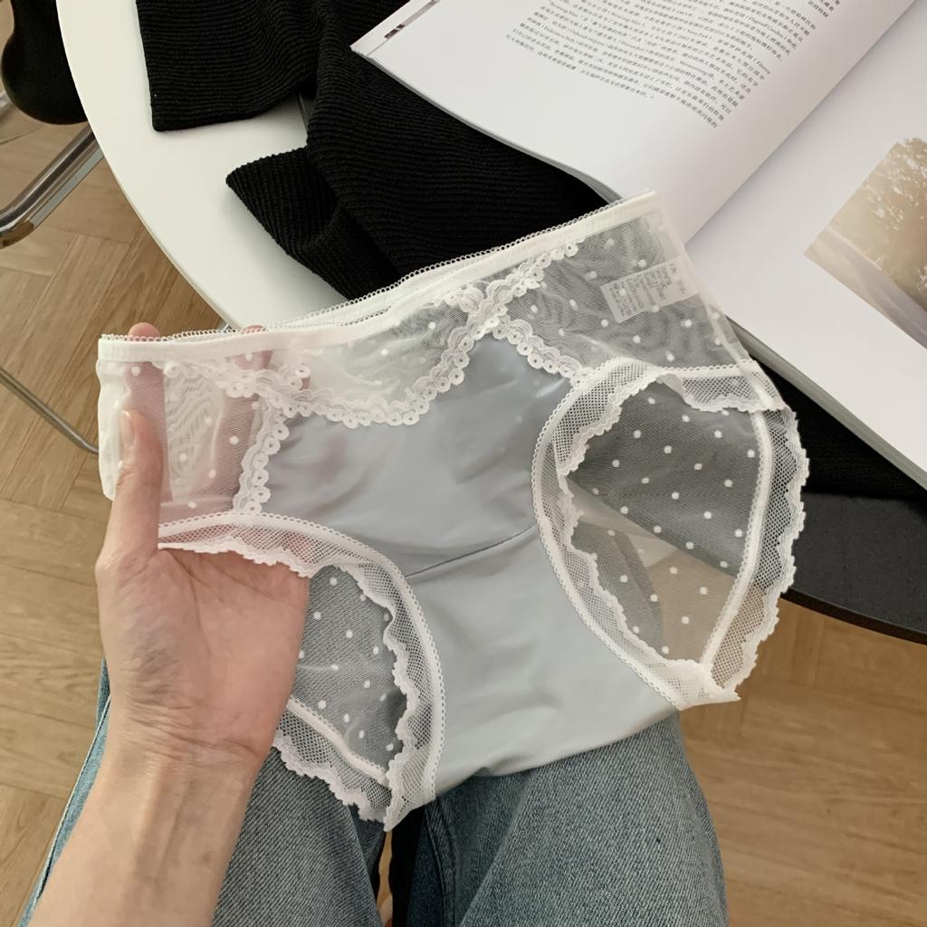 Women's Spring Summer Lace Mesh 10A Antibacterial Low Rise Panties