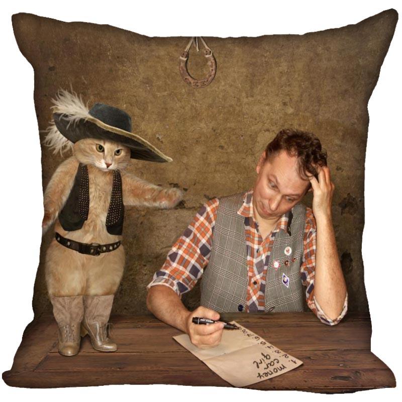 Спальня Домашний Офис Декор Наволочка Квадратная Забавный Кот Животное