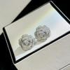925 Sterling Silver Moissanite Camellia Stud Earrings - Vintage and Versatile